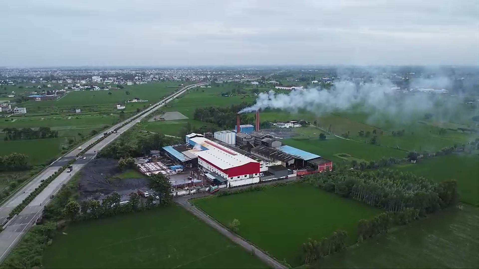 Aerial drone view of Katyayini Mills, Kashipur